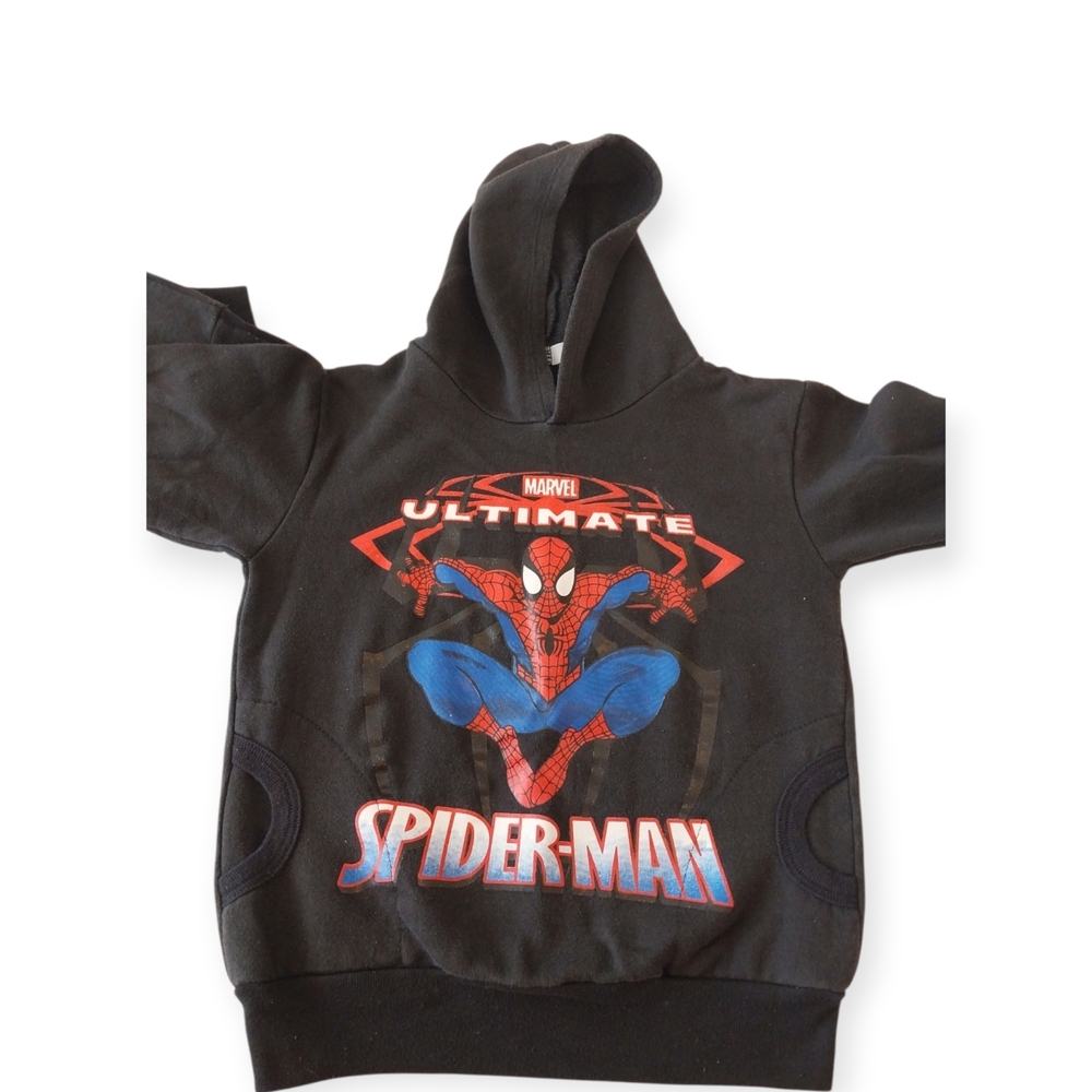 Marvel Spider-Man Hoodie Kids Size S (8) Black Pullover Sweatshirt Boys